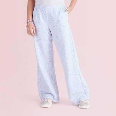 Girls' Esme Everblooming Rosettes Ditsy French Terry Wide Leg Sweatpants - LoveShackFancy x Target Blue S