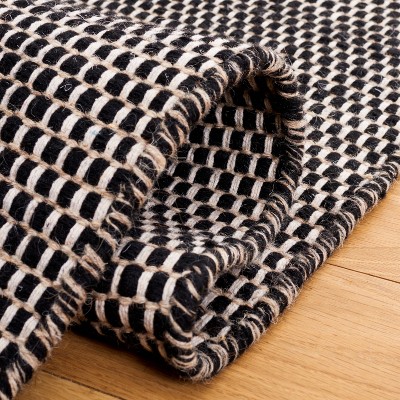 Vermont Black Handwoven Wool 5' x 8' Area Rug
