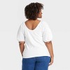 Women's Puff Short Sleeve Eyelet Peasant Top - Ava & Viv™ - 2 of 3