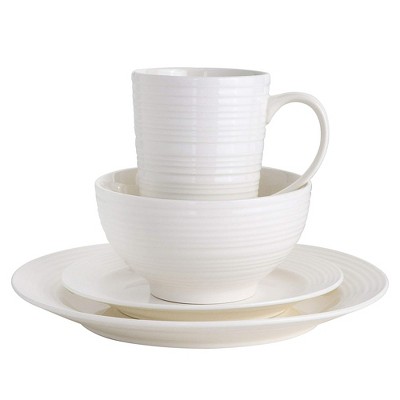 White Porcelain 16-Piece Dinnerware Set for 4