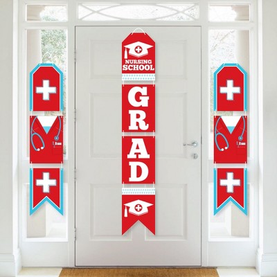 Big Dot of Happiness Nurse Graduation - Hanging Vertical Paper Door Banners - Medical Nursing Graduation Party Wall Decoration Kit - Indoor Door Decor