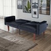 DOMETOUR Modern Sofa for Living Room Bedroom, PU Leather Backrest Can Be Flattened Convertible Sofa Bed - 3 of 4