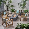 Christopher Knight Home Augusta Outdoor Acacia Wood and Wicker 6 Seater Chat Set with Fire Pit - 2 of 4