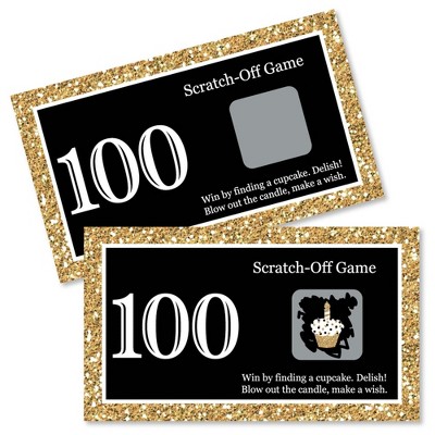 Big Dot of Happiness Adult 100th Birthday - Gold - Birthday Party Game Scratch Off Cards - 22 Count