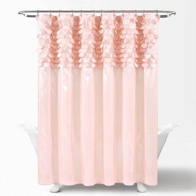 Blush Polyester 72" Textured Shower Curtain with 3D Circles