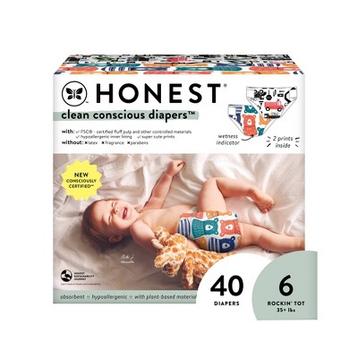 Honest Clean Conscious Disposable Diapers - Big Trucks & Beary Cool - Size  6 - 40ct : Target