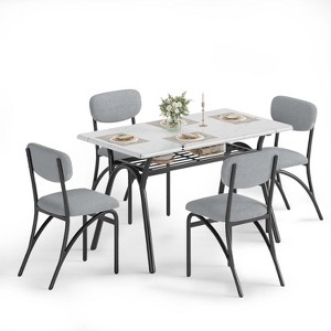 Dining Table Set for 4 with Storage Rack, Modern Kitchen Table with Boucle Chairs for 4 - 1 of 4