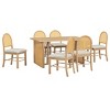7-Piece Rustic Dining Table Set with Wood Frame and Rattan Accents, Dining Set with 6 Rattan Dining Chairs for Dining Room - Panipeachy - 2 of 4