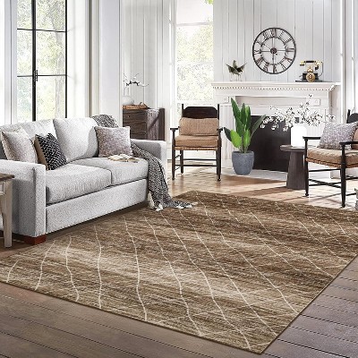 Machine Washable Modern Distressed Rug for Living Room, Ultra-Soft Low-Pile Non-Slip Carpet for Bedroom Dining Room Office