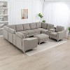 Aortzio 132.48"W Corduroy Sofa U Shaped Couch Modular Sectional Sofa Storage Couch Livingroom Couch Sofa With Movable Storage Ottoman - 2 of 4