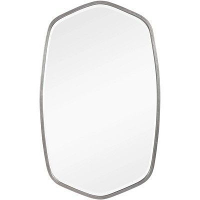 Uttermost Vanity Accent Wall Mirror Modern Beveled Brushed Silver Iron Metal Frame 22 1/4" Wide for Bathroom Bedroom Living Room
