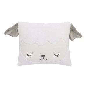 Little Love by NoJo White and Grey Soft Cuddly Plush Lamb Shaped Decorative Pillow with 3D Ears - 1 of 3