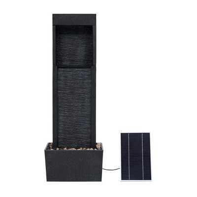 Athena Black Solar-Powered Outdoor Waterfall Fountain with LED Lights