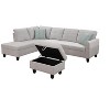 TiramisuBest Black Faux Leather L-Shaped Sectional Sofa with Storage Ottoman & Cup Holders, 3-Piece Couch for Living Room - 2 of 4