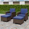 EAGLE PEAK Ocean Vista 4 piece Wicker Outdoor Patio Seating Set, Variated Wicker Conversation Dining Chairs Set with Cushions - 2 of 4