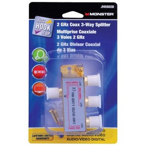 Monster JHIU0038 Just Hook It Up 3 Way Coax Splitter, Nickel - 1 of 1