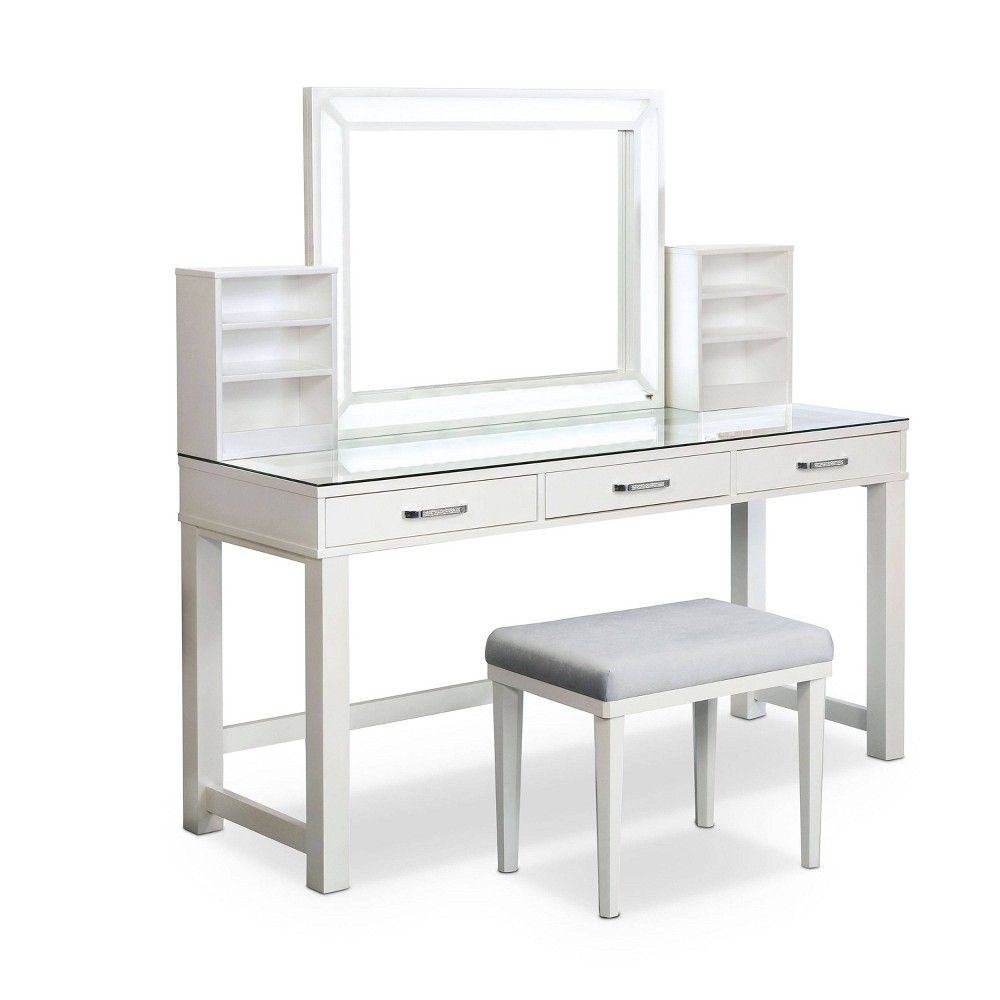 Wreston Storage Drawers Vanity Set Luminous White - miBasics