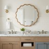 Spassway 36"W*36"H Beige Asymmetrical Mirror Irregular Round Wall Mirror Modern Wood Frame Wall Mounted Vanity Mirror Decorative for Bedroom Bathroom - 4 of 4