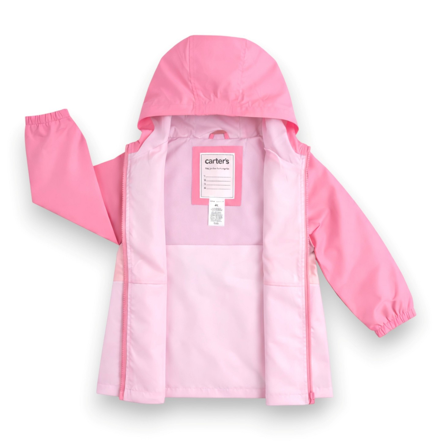 Куртка Carter's Splish-Splash Lightweight Rainslicker Rain Jacket, Pink Colorblock для девочек-малышей, цвет: Розовый — фото 2