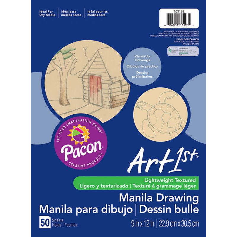 Ucreate Drawing Paper, Manila, Standard Weight, 9" x 12", 50 Sheets, 1 of 2