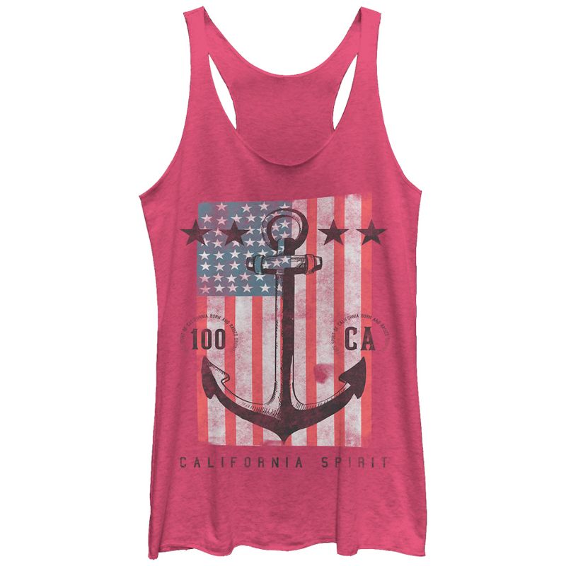 Women's Lost Gods Fourth of July  Anchor American Flag Racerback Tank Top, 1 of 4