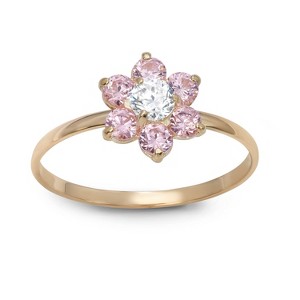 Junior Jewels 10K Yellow Gold Children's Cubic Zirconia Flower Ring - 1 of 2
