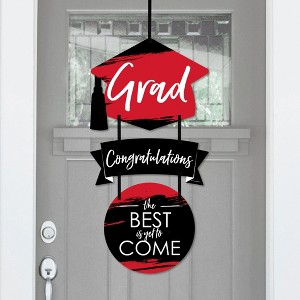 Big Dot of Happiness Red Grad - Best is Yet to Come - Hanging Porch  Red Graduation Party Outdoor Decorations - Front Door Decor - 3 Piece Sign - 1 of 4