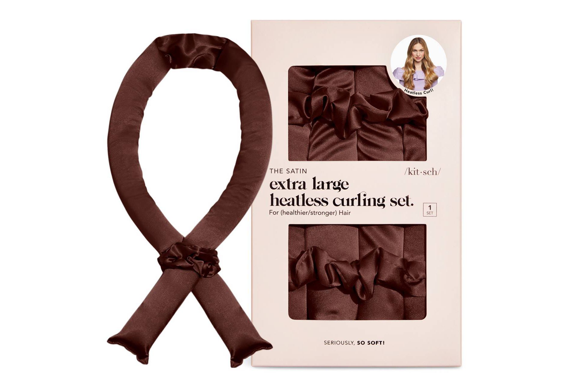 Kitsch XL Satin Heatless Curling Set - Chocolate - 3pk