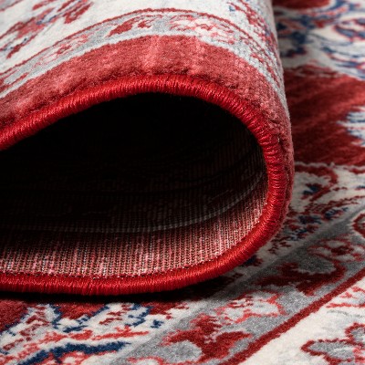Red and Cream Synthetic Reversible Runner Rug, 4.3" x 36.61"