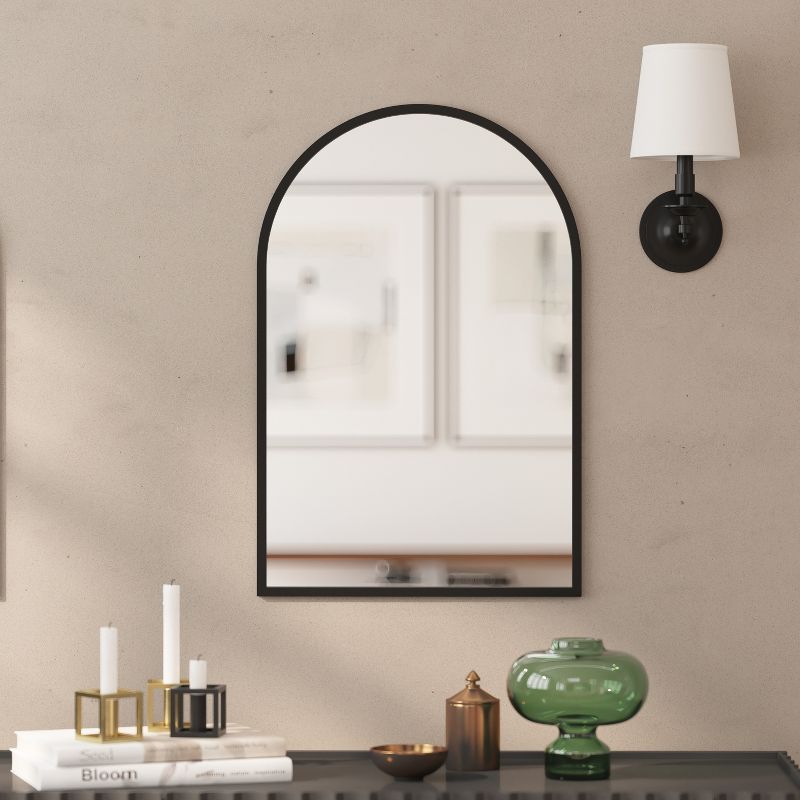 Merrick Lane Arched Metal Framed Wall Mirror for Entryways, Dining Rooms, and Living Rooms, 2 of 10