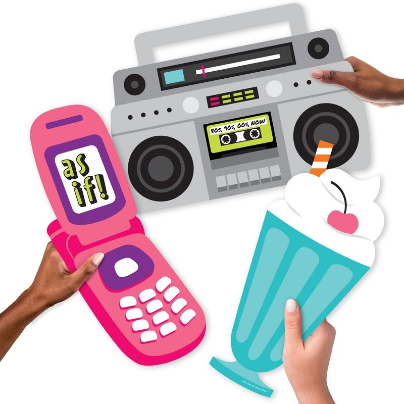 Big Dot of Happiness Through the Decades - Milkshake, Flip Phone, and Boom Box Decorations - 50s, 60s, 70s, 80s, & 90s Party Large Photo Props - 3 Pc, 5 of 6