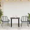 vidaXL 3 Piece Patio Dining Set with Cushions - Black Poly Rattan Furniture Set with Tempered Glass Table - Ideal for Garden, Backyard, and Patio use - 3 of 4