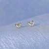 Minimalist Heart Stud Earrings, Sterling Silver Small Heart Earrings - 4 of 4