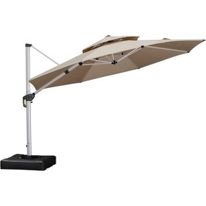 PURPLE LEAF 12 Feet Patio Umbrella Outdoor Round Double-Top Aluminum Umbrella Cantilever Patio Umbrella for Garden Deck Pool Patio - 1 of 4