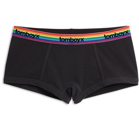 Tomboyx Women's Boy Short Underwear, Cotton Stretch Comfortable Boxer Briefs, (xs-6x) Black