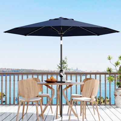 7.5ft Patio Umbrella, Table Umbrella Outdoor Patio with Crank Lift & Push Button Tilt, 6 Sturdy Ribs for Yard, Deck, Pool