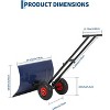 COZONY Heavy Duty Wheeled Snow Shovel, Adjustable Metal Snow Pusher with 5-Position Handle & Multi-Angle Carbon Steel Blade for Outdoor Use - 2 of 4