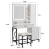 White Vanity Desk with HD LED Mirror, Large Jewelry Cabinet & Charging Station, 3 Lighting Modes - 2 of 4