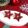 Christmas Earrings for Women: Poinsettia & Snowflake Studs and Clip-Ons. - 4 of 4