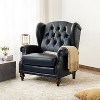 Amanda 33 Wide Genuine Leather Wingback Armchair with Solid Tapered Wood Legs and Nailhead Trim| ART OF LIVING DESIGNS - 2 of 4