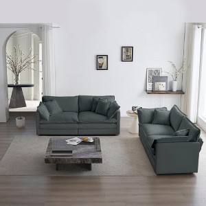 2-Piece Chenille Upholstered Sofa Set, 2+2 Seater Modular Couch for Living Room, Home Office, Lounge, Loveseat and Couch Combination - 1 of 4