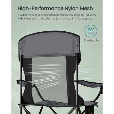Slate Gray High-Back Steel Frame Foldable Camping Chairs, Set of 2