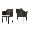 Christopher Knight Home Kenneth Outdoor Rattan and Iron Dining Chairs with Water-Resistant Cushions (Set of 2) - 2 of 4