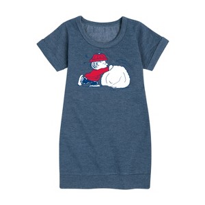 - Peanuts - Linus Snowball Graphic Short Sleeve Fleece Dress - 1 of 4