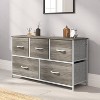 Emma and Oliver 5 Drawer Storage Dresser with Cast Iron Frame, Wood Top, and Easy Pull Fabric Drawers with Wooden Handles - 2 of 4