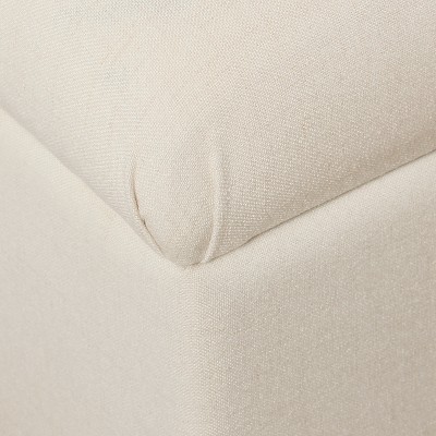 Cream Button Tufted Storage Bench with Wood Legs