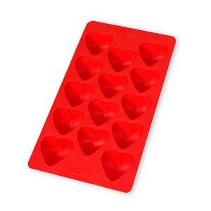 Lekue Heart Shapes Silicone Ice Cube Tray, Red - 1 of 4