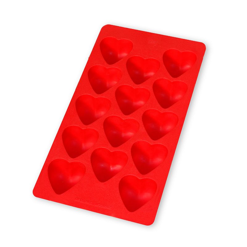 Lekue Heart Shapes Silicone Ice Cube Tray, Red, 1 of 2