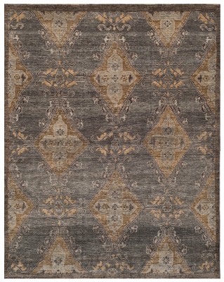 Handmade Brown Wool 6' x 9' Floral Area Rug