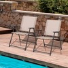 Costway 2 pcs Patio Folding Sling Dining Chairs Armrests Steel Frame Outdoor Beige/Grey - 2 of 4